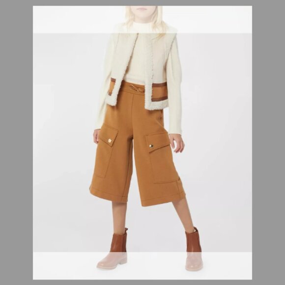 Chloe Girl's Leather Scallop-Trim Ankle Boots, (Color brown Size:35EU (4US KID) - Picture 4 of 11